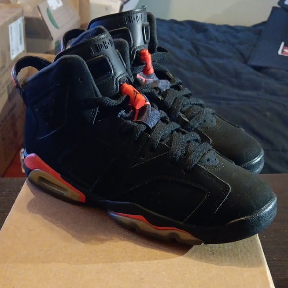 Jordan 6 Retro (GS) Rare 2014 OG Infrared Black Mens 6Y Womens 7.5 EUC - Picture 3 of 9